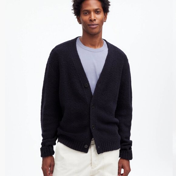Madewell Bouclé Cardigan Sweater NWT in Navy - Picture 1 of 9